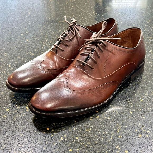 John Varvatos Luxe Brown Leather Wingtip Oxfords. size 11.5 main image 7